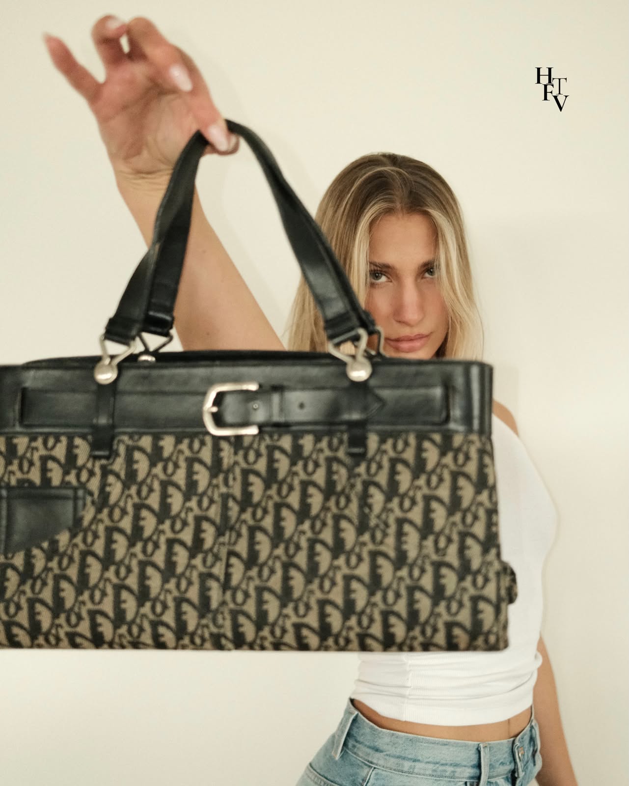 Dior Navy Monogram Canvas Tote Bag
