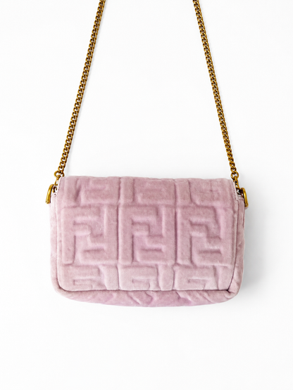 Fendi Mini Zucca Embossed Velvet Baguette satchel