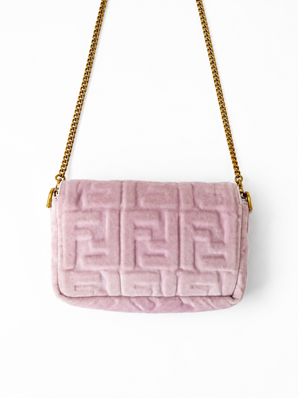Fendi Mini Zucca Embossed Velvet Baguette satchel