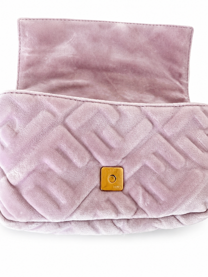 Fendi Mini Zucca Embossed Velvet Baguette satchel
