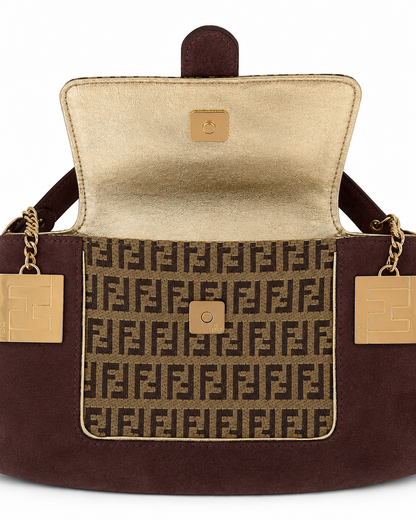 Fendi Baguette Bag in Signature Print and Burgundy