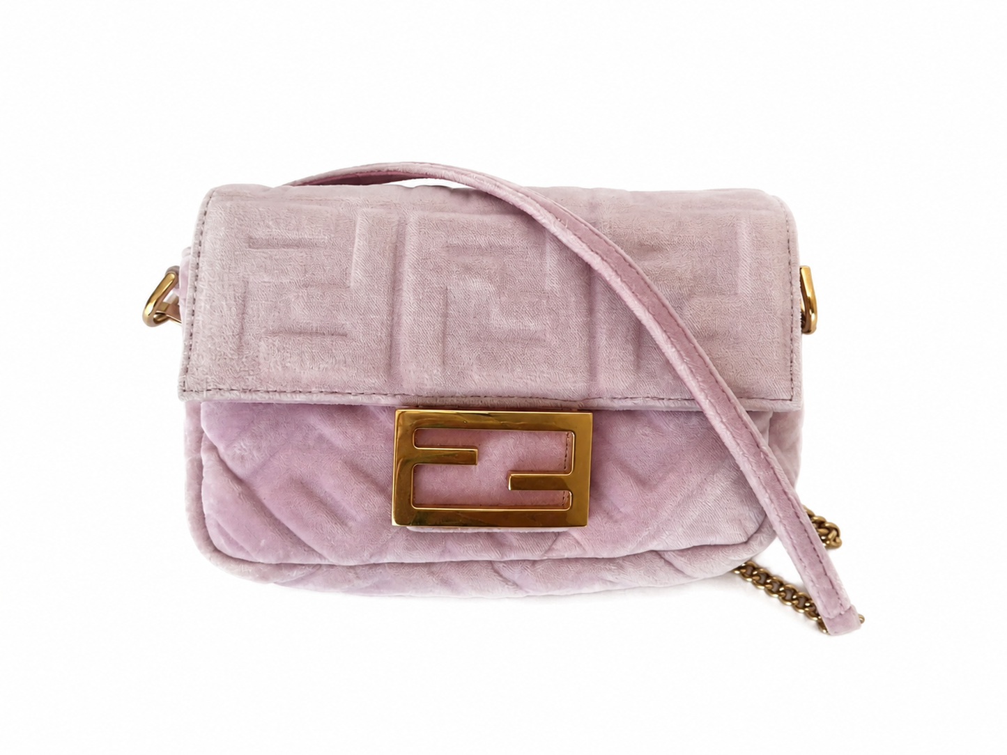 Fendi Mini Zucca Embossed Velvet Baguette satchel