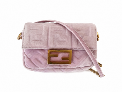 Fendi Mini Zucca Embossed Velvet Baguette satchel