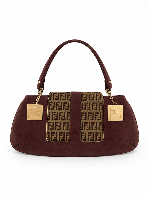 Fendi Canvas Baguette Bag in Burgundy