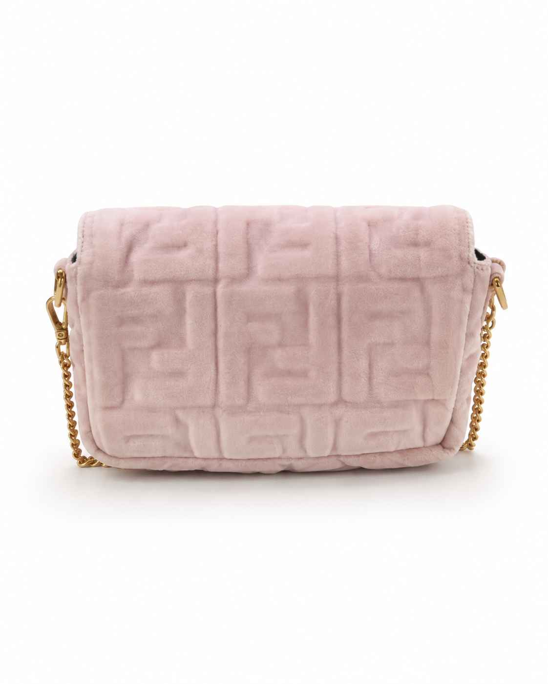 Fendi Mini Baguette in Pink Embossed Velvet