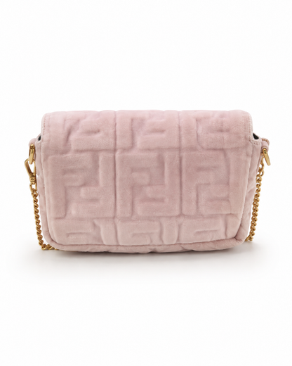 Fendi Mini Baguette in Pink Embossed Velvet