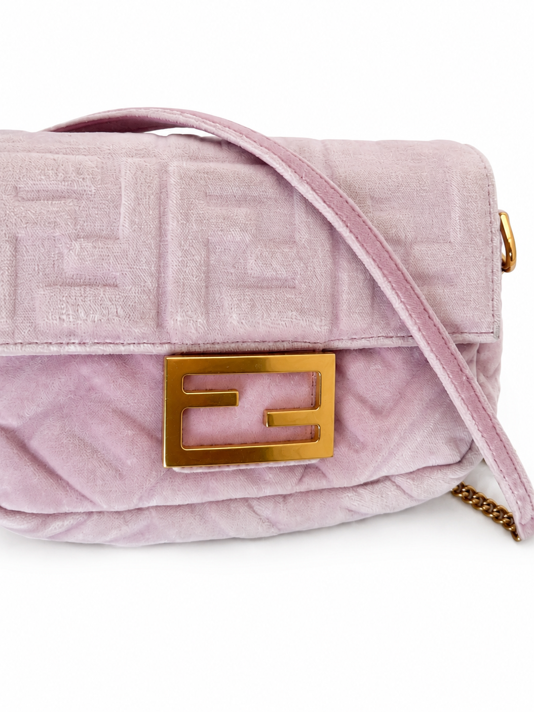 Fendi Mini Zucca Embossed Velvet Baguette satchel