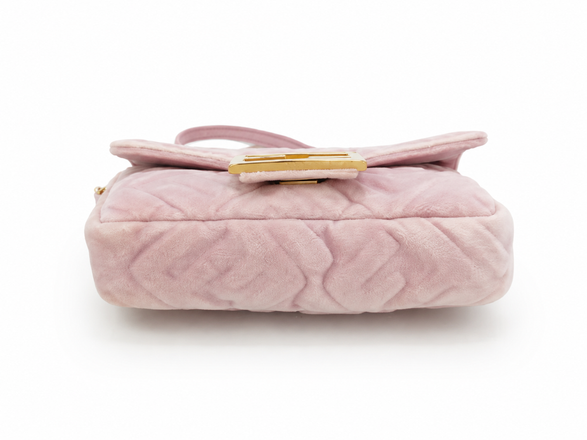 Fendi Mini Baguette in Pink Embossed Velvet
