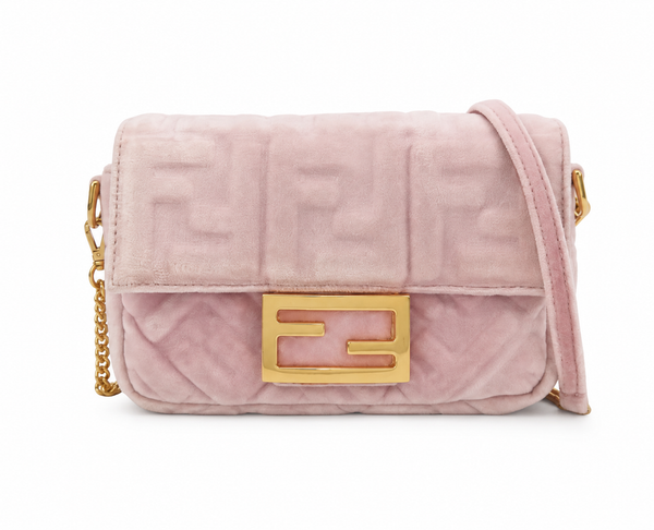 Fendi Mini Zucca Embossed Velvet Baguette satchel
