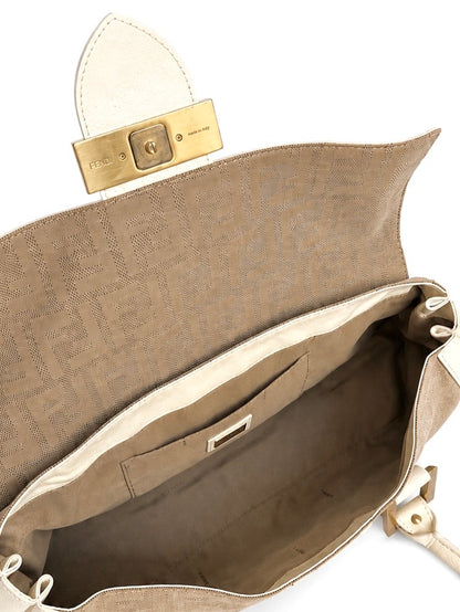 Fendi Zucca Canvas Satchel in Beige & Cream