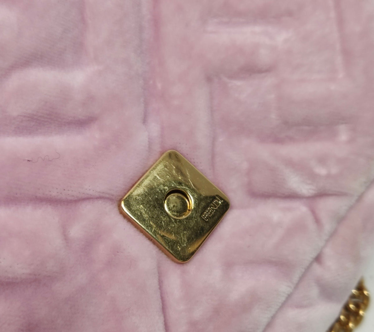 Fendi Mini Baguette in Pink Embossed Velvet