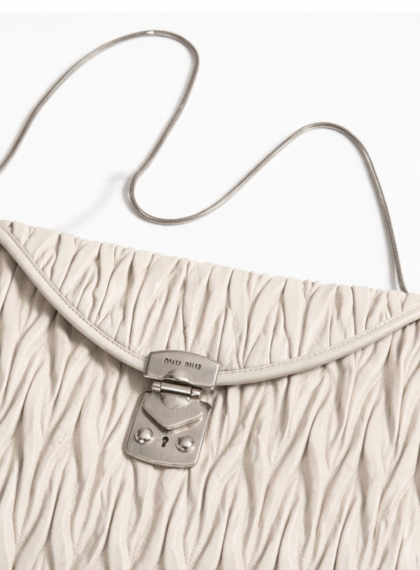 Miu Miu Super Oversize Clutch in Off White